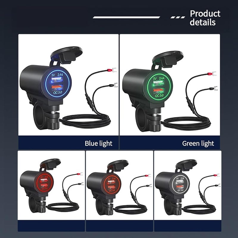 USB Car Charger QC3 0 Fast Charging Waterproof Adapter with Switch for Phone Tablet - Image 3