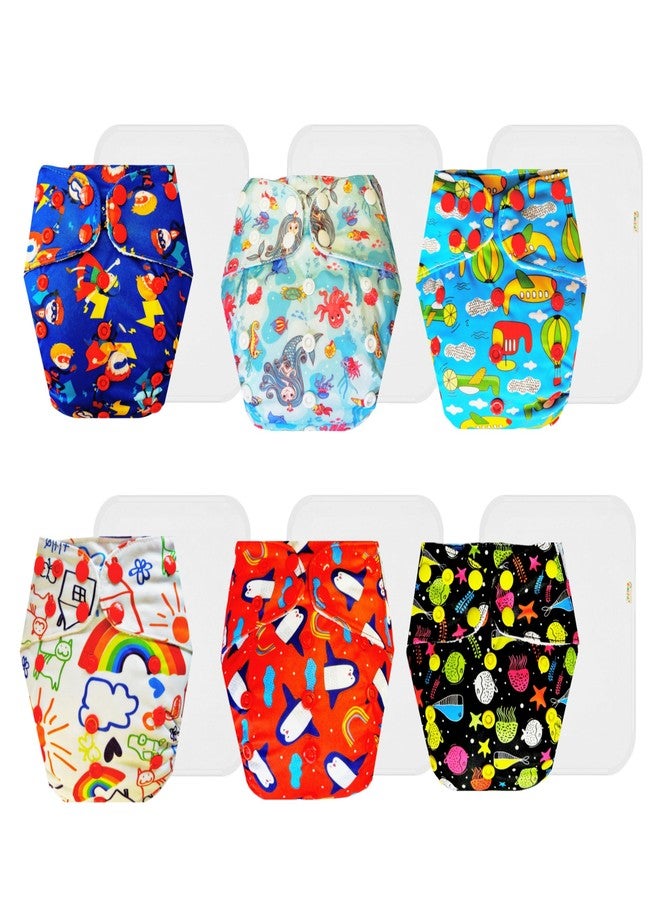 Dumbledo Premium Cloth Diaper with Cotton Insert (Pack of 6) | Dry Feel and Comfortable | Leakproof | Travel Friendly | Designed by Moms | 3 Months - 3 Years | Unisex Baby - Image 1