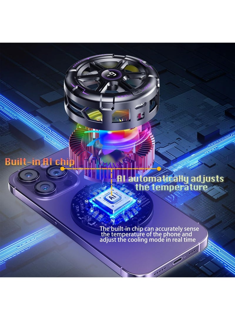 PULUZ Cell Phone Cooler for Gaming,Phone Cooling Fan Cooler for iPhone/iPad to Keep Phone Cool,Magnetic Phone Cooling Case Radiator with RGB LED Heatsink for iPhone MagSafe Series/Samsung/Android - Image 2