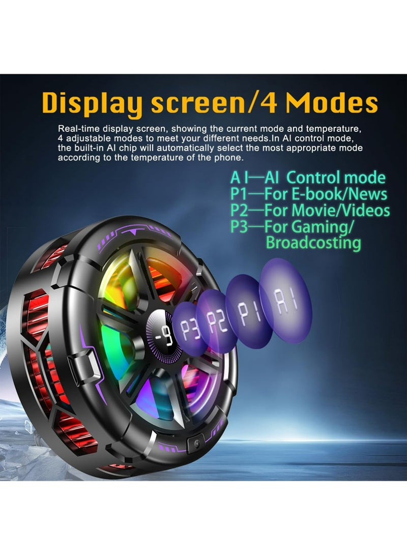 PULUZ Cell Phone Cooler for Gaming,Phone Cooling Fan Cooler for iPhone/iPad to Keep Phone Cool,Magnetic Phone Cooling Case Radiator with RGB LED Heatsink for iPhone MagSafe Series/Samsung/Android - Image 3
