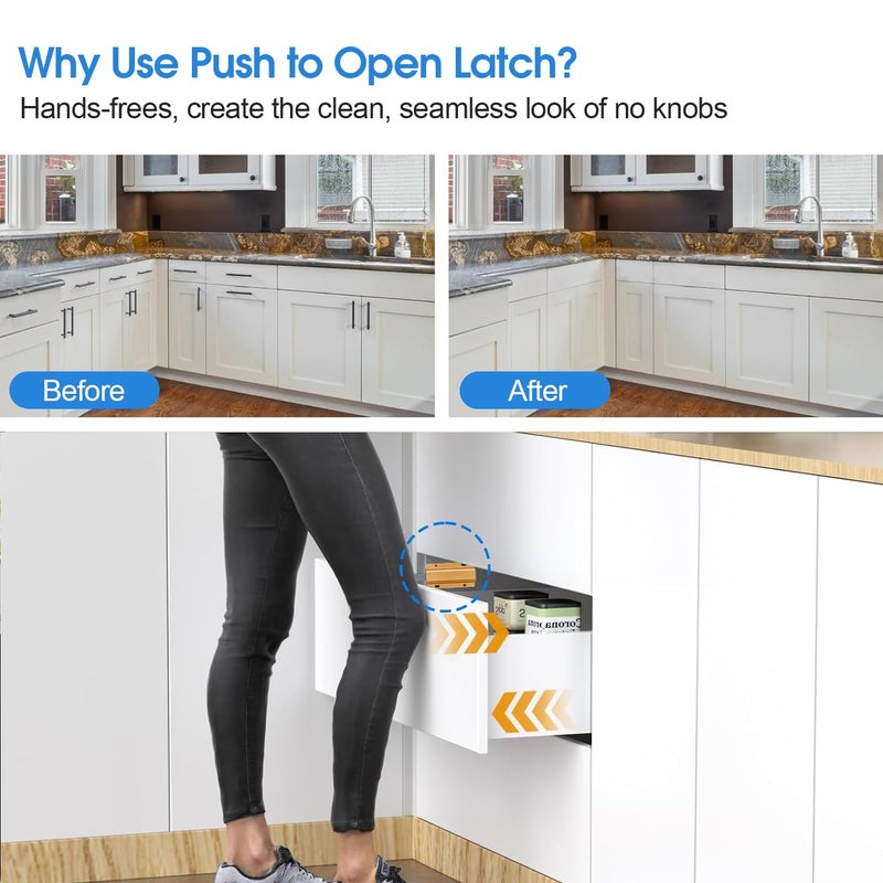 Redunest Push to Open Door Latch, 10 Pack Gold Magnetic Push Latches, Adhesive Heavy Duty Touch Latch Hardware for Push to Open Cabinet, Magnetic Door Catch for Cabinet Drawer Wardrobe Kitchen Door - Image 5