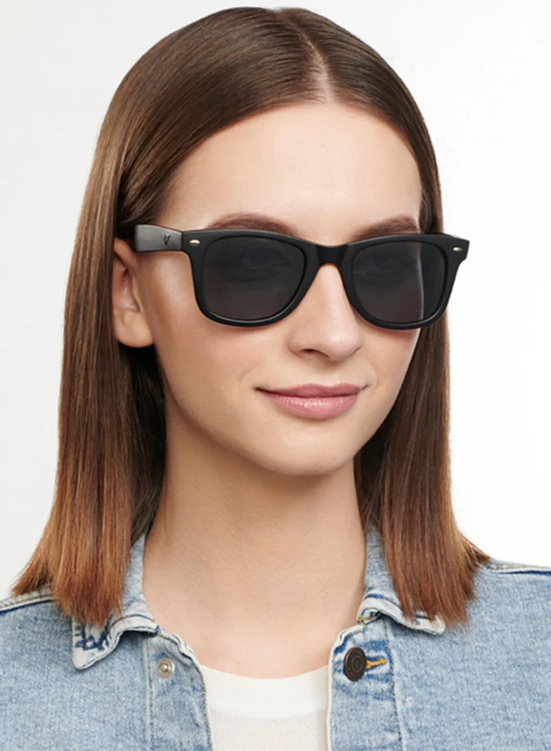 VINCENT CHASE Vincent Chase By Lenskart | Black Grey Full Rim Square Branded Latest and Stylish Sunglasses | Polarized and 100% UV Protected | Men & Women | Large | VC 5147/P