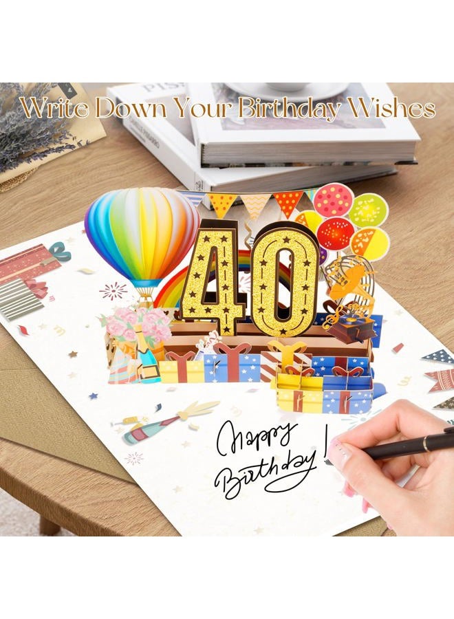 OLOSONG 40th Birthday Card for Men Women, 3D Pop Up 40th Birthday Gifts Cards for Him Her, Back In 1986 Funny 40 Year Old Birthday Decorations, Classy Vintage - Image 5