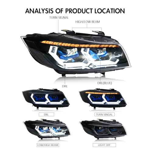 T T-ABC New M4 Style Lights Compatible with 2009-2012 BMW e90 e91 328i 335i xDrive 328xi 335d 335xi 4dr Sedan Accessories Sequential Not Fit ci is 2dr Convertible Coupe (LB is Xenon Clear) - Image 3