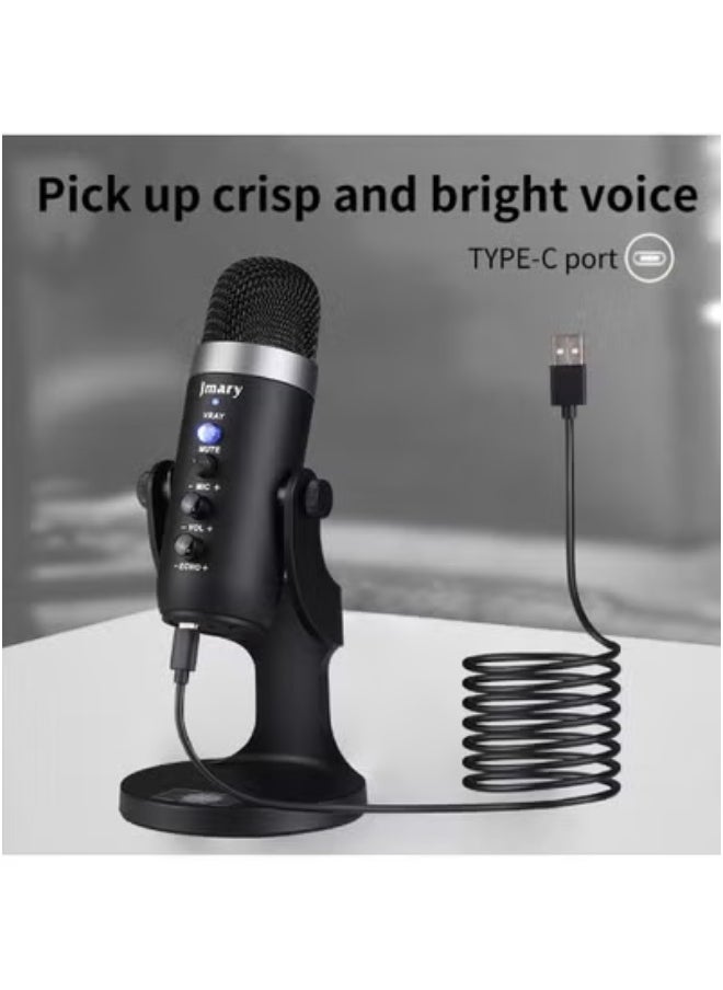Jmary 🎙️ MC-PW8 USB Condenser Microphone for Podcasting, Streaming, Gaming, Voice-Over & Recording – Plug & Play Mic with Noise Reduction, Adjustable Tripod Stand, Mute Button & Volume Control – Compatible with PC, Laptop, Mac – Studio-Quality Sound  - Image 3