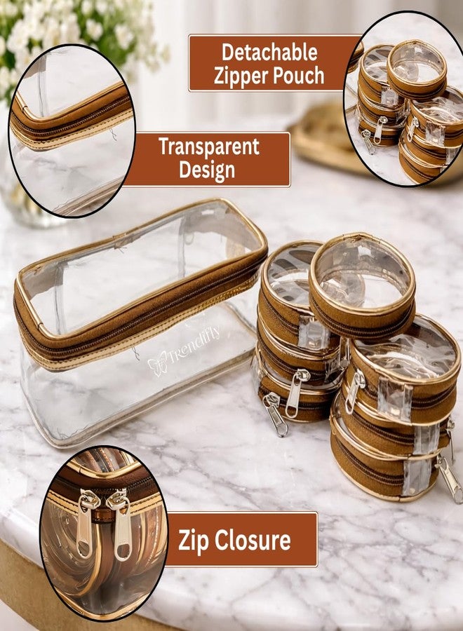Trendifly Set of 7 Transparent PVC Bangle Bracelet Chudi Case Organiser Box Pouch for Women | Multipurpose Travel Jewelry Earrings Rings Chain Storage Organizer - Image 3