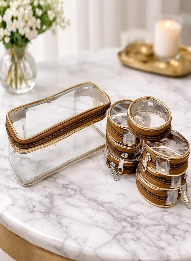 Trendifly Set of 7 Transparent PVC Bangle Bracelet Chudi Case Organiser Box Pouch for Women | Multipurpose Travel Jewelry Earrings Rings Chain Storage Organizer - Image 1