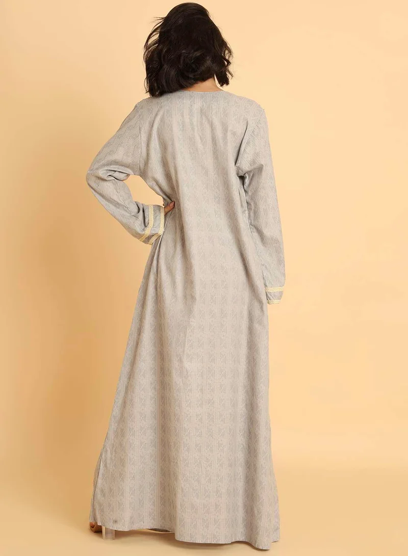 HANA & SARA Stylish V-Neck Arabic Jalabiya for Women | Pleated Maxi Dress