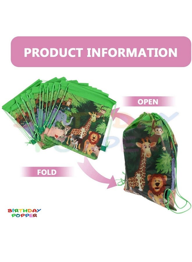 Birthday Popper Jungle Animal Theme String Bags as Birthday Return Gifts for All Age Group for Kids - Pack of 15 - Image 4