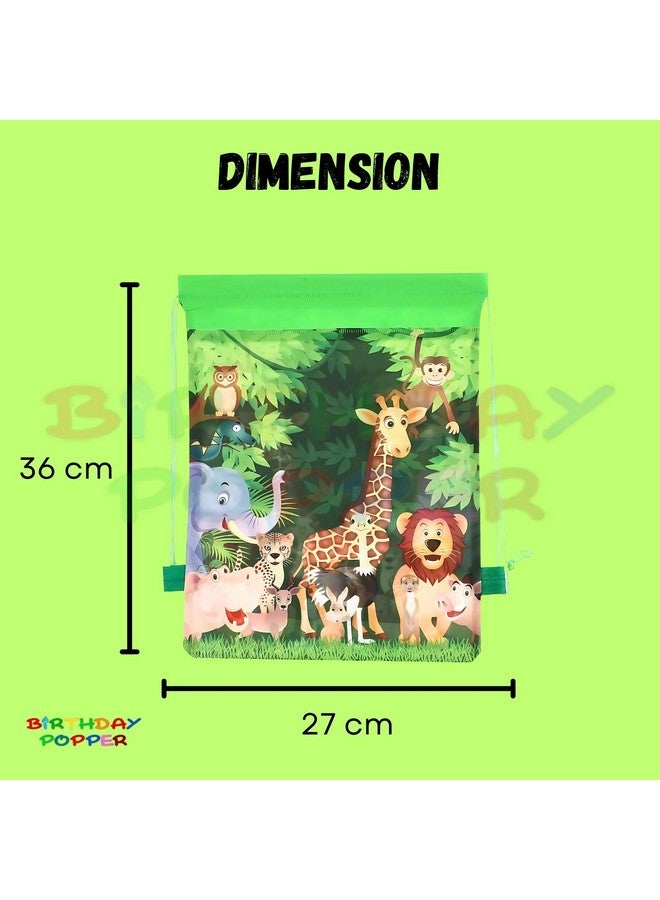Birthday Popper Jungle Animal Theme String Bags as Birthday Return Gifts for All Age Group for Kids - Pack of 15 - Image 2