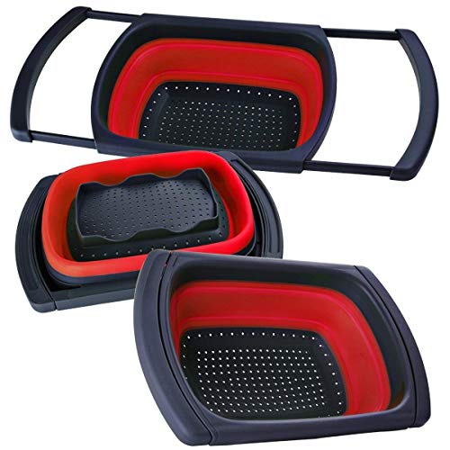 Zurato Kitchen Collapsible Colander Folding Strainer with Extendable Handles, Over The Sink Vegetable/Fruit Colanders Strainers, Kitchen Sink Fruit Drainer Basket, Vegetable Storage Basket -Multicolor - Image 2