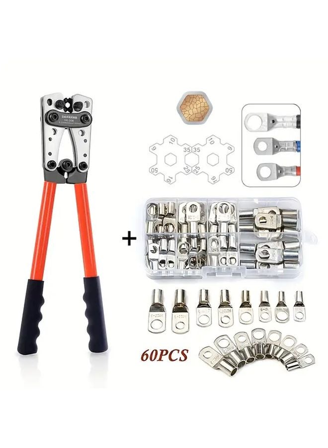 HX 50B Manual Cold Press Terminal Pliers With 60PCS SC Terminal Kit - Image 1