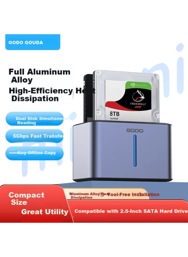 Godo o Dual-bay Mechanical Hard Drive Enclosure, 2.5-inch Sata Universal External Ssd And Hdd Case, Compatible With Laptops And Desktop Computers - Image 1