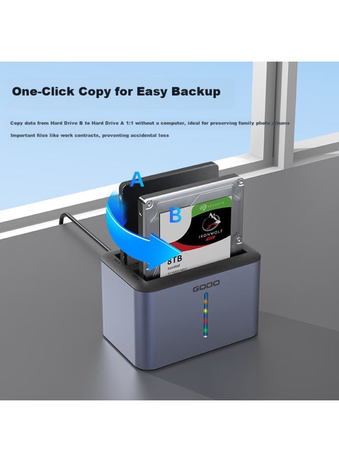 Godo o Dual-bay Mechanical Hard Drive Enclosure, 2.5-inch Sata Universal External Ssd And Hdd Case, Compatible With Laptops And Desktop Computers - Image 3