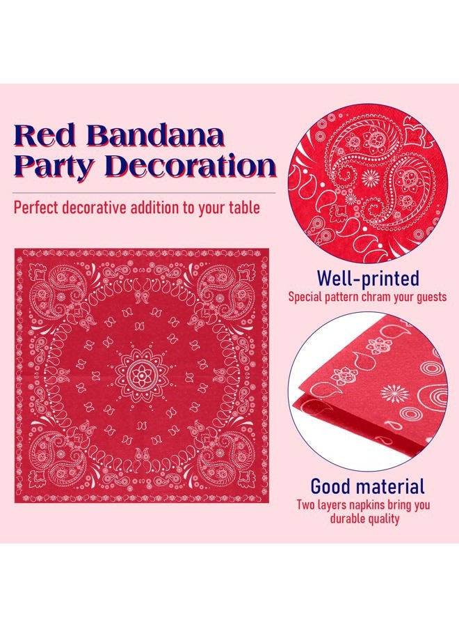 Teling 200 Pcs 2 Ply Bandana Disposable Paper Napkin Paisley Print Western Party Napkin Bandana Napkin Cowboy Theme Western Party Supplies Dinner Lunch Napkin for Birthday, 6.3 * 6.3" - Image 3
