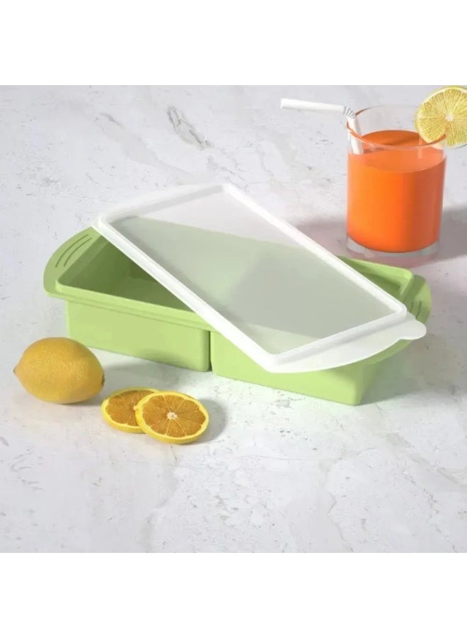 Silicone Freezer Tray with Lid, 2 Large Compartment Ice Cube & Soup Cube Mold, 1000ml Food Storage Container - Image 2