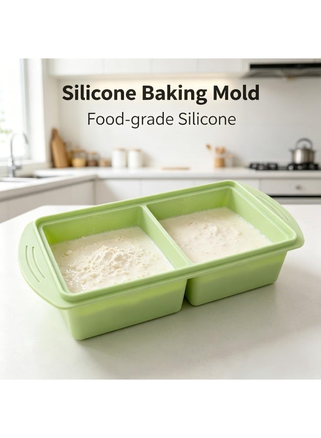 Silicone Freezer Tray with Lid, 2 Large Compartment Ice Cube & Soup Cube Mold, 1000ml Food Storage Container - Image 3