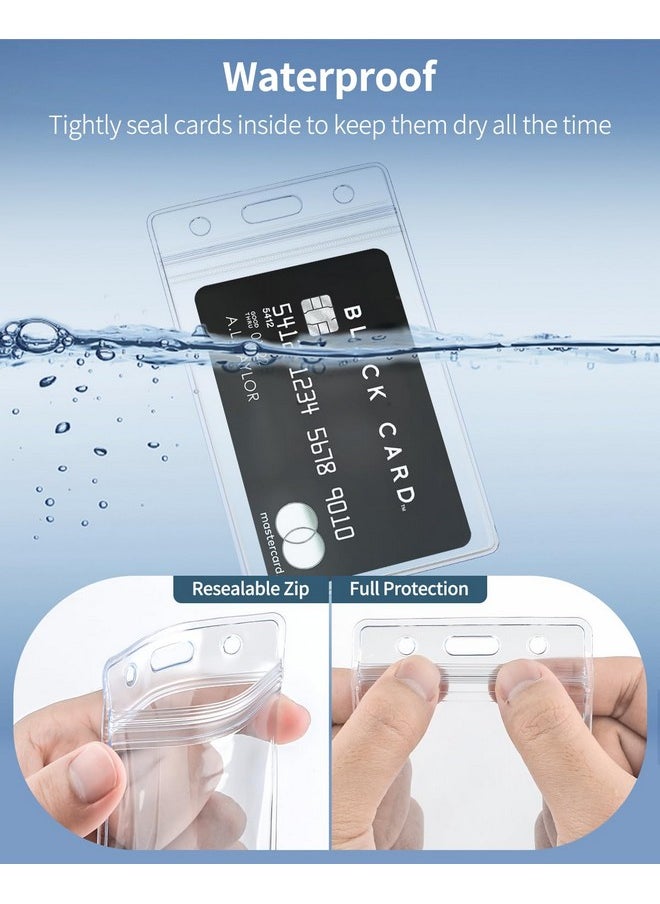 Pawfly 6 Pack Vertical Id Card Badge Holder Waterproof Clear Card Sleeve Case Cover Heavy Duty Card Protector Pouch With Resealable Zip For Proximity Key Card Driver’S License And Credit Card  - Image 4