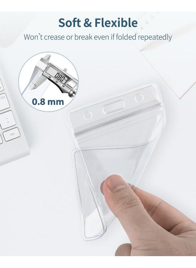 Pawfly 6 Pack Vertical Id Card Badge Holder Waterproof Clear Card Sleeve Case Cover Heavy Duty Card Protector Pouch With Resealable Zip For Proximity Key Card Driver’S License And Credit Card  - Image 3