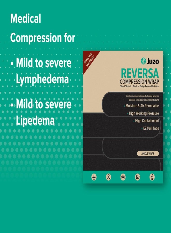 Juzo Reversible Versatile Support 30-60mmHg Ankle Compression Wrap, Black, L - Image 4