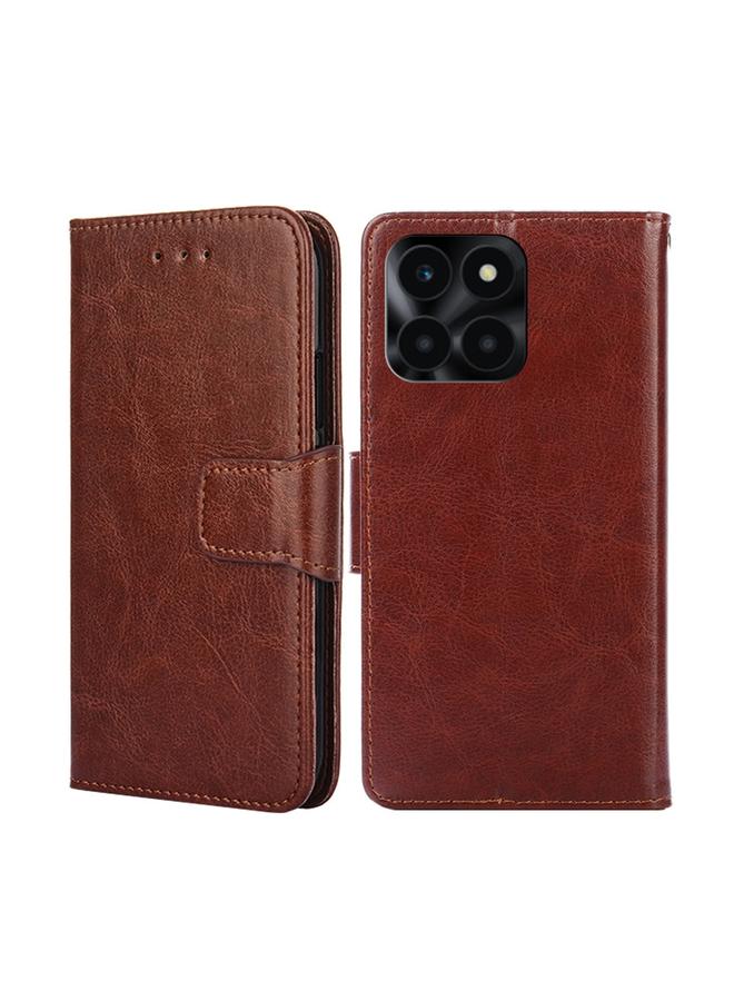 زبون جراب هاتف Honor X6A 4G مصنوع من الجلد بنسيج كريستالي - Image 1