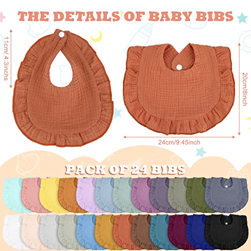 Chitidr 24 Pcs Muslin Baby Bibs Unisex Soft Muslin Drool Bibs Adjustable Baby Bandana Lap Shoulder Absorbent Teething for Baby Newborn Infants Toddlers Drooling Eating - Image 2
