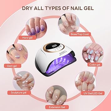 QUEMISS UV Led Nail Lamp 4 Timers HighPower 280W Gel Nail Polish Dryer Gel Nail LampLCD Display with Automatic Sensor Portable DualSpeed Drying for Nail Lamp Suitable for Home Salons - Image 2