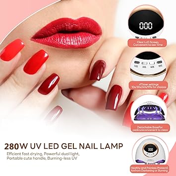 QUEMISS UV Led Nail Lamp 4 Timers HighPower 280W Gel Nail Polish Dryer Gel Nail LampLCD Display with Automatic Sensor Portable DualSpeed Drying for Nail Lamp Suitable for Home Salons - Image 4
