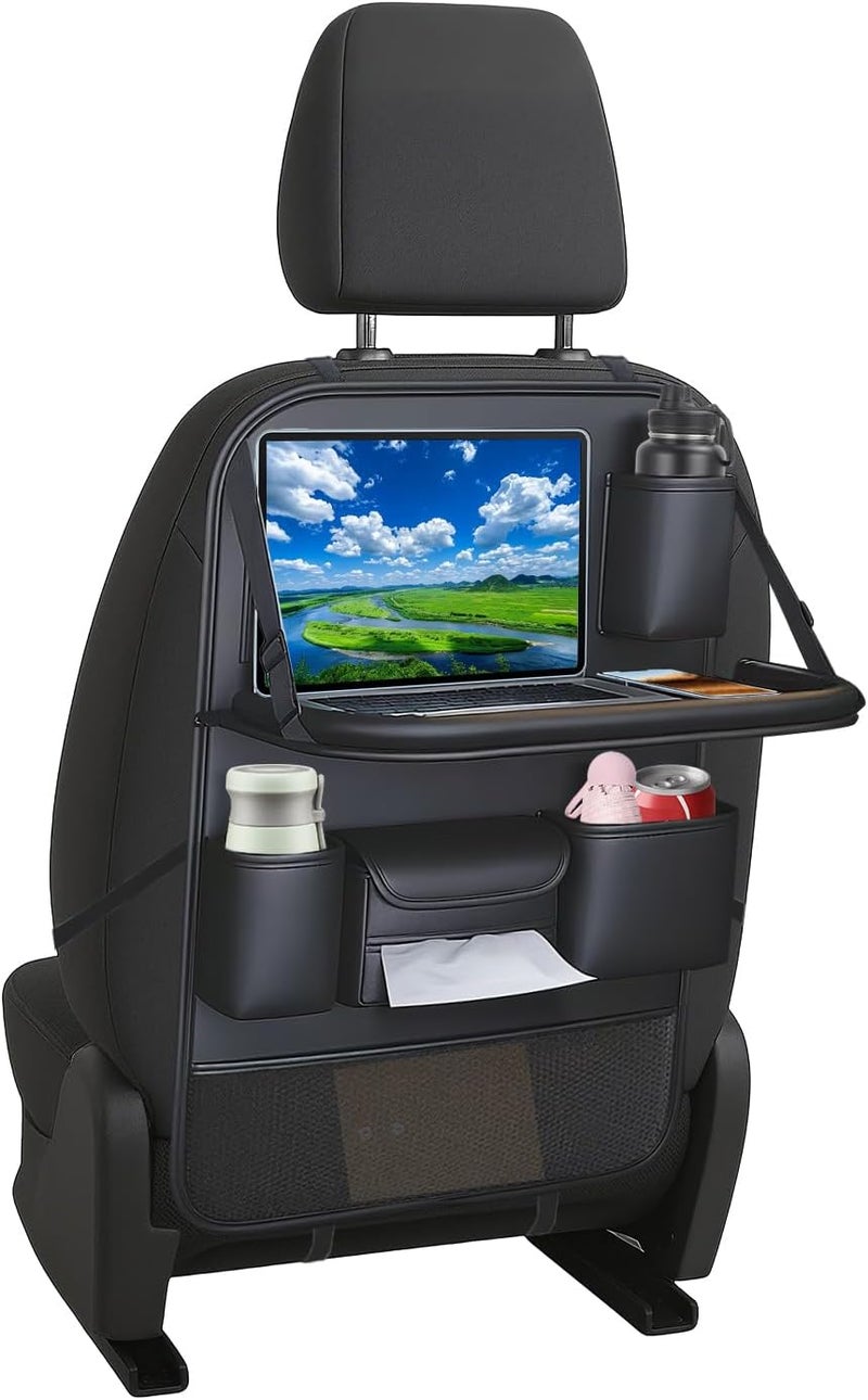 VEHIRIE Children's Car Organiser with Travel Table - Premium Seat Protector and 8-Compartment Storage - Image 1