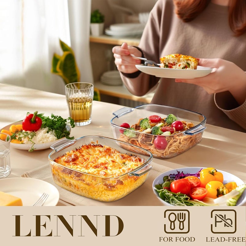 Casserole Dish with Lid, Glass Casserole Cookware, 22CM Square Casseroles Dishs, Glass Small Bowl With Lid, Baking Dishs, Serving Dish Food Container for Cooking, Oven and Microwave Safe (1.2L) - Image 3