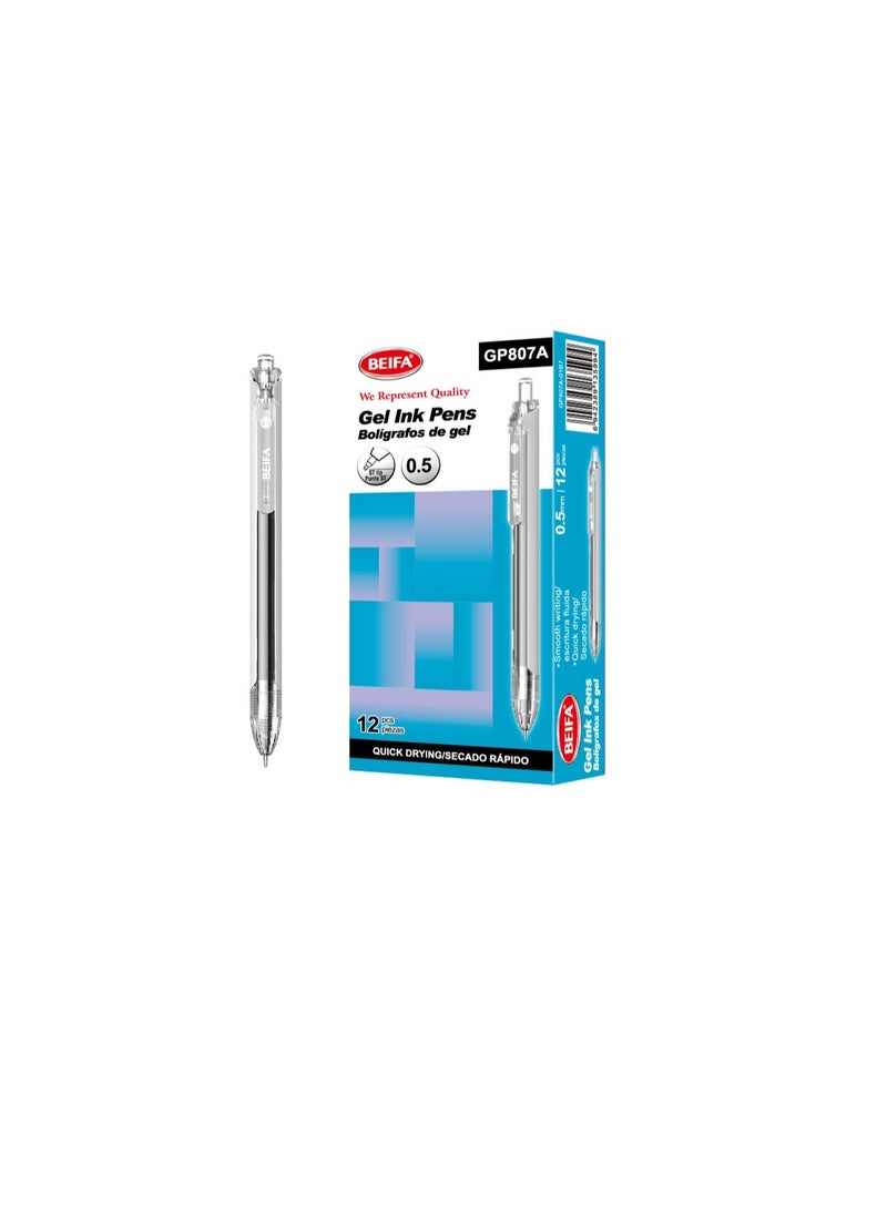 قلم جيل من  بيفا سوسته بجراب سريع الجفاف 0.5 مم اسود موديل GP807A-01B7