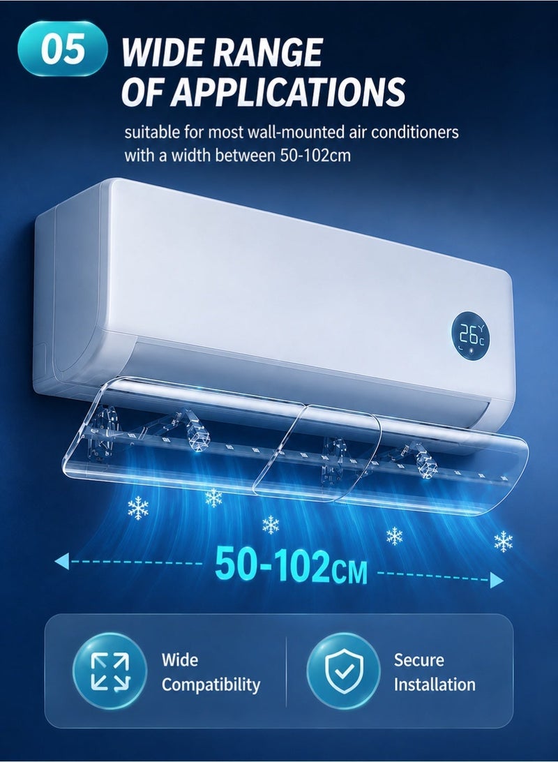 Saudi Select Transparent AC air Deflector for Split A/C , Model Classic , Adjustable Size to Fit All Sizes , easy to install and remove - Image 5