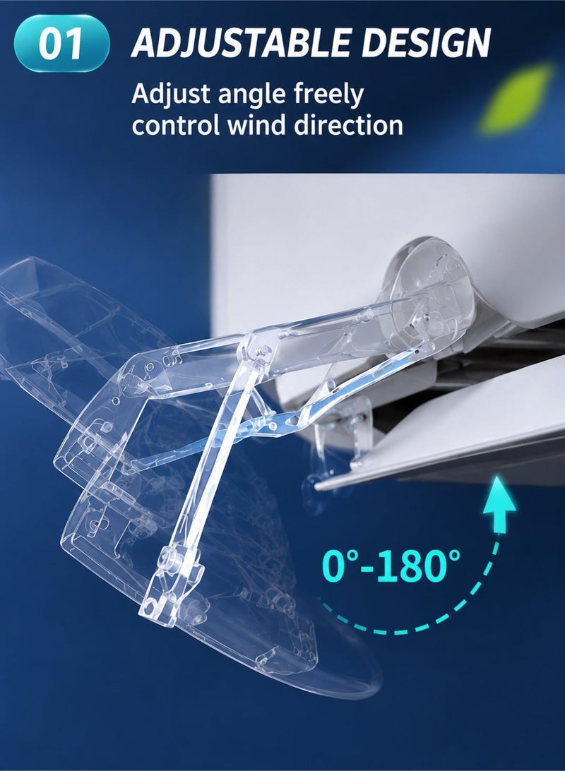 Saudi Select Transparent AC air Deflector for Split A/C , Model Classic , Adjustable Size to Fit All Sizes , easy to install and remove - Image 2
