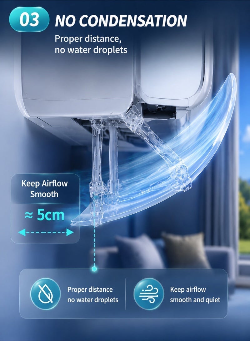 Saudi Select Transparent AC air Deflector for Split A/C , Model Classic , Adjustable Size to Fit All Sizes , easy to install and remove - Image 4