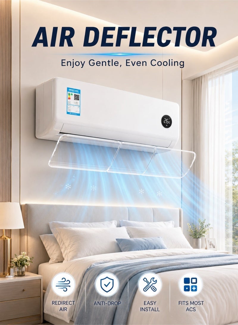 Saudi Select Transparent AC air Deflector for Split A/C , Model Classic , Adjustable Size to Fit All Sizes , easy to install and remove - Image 1