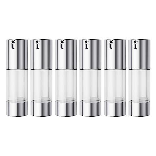 longway Silver Airless Cosmetic Cream Pump Bottle Travel Size Dispenser Refillable Containers（1oz/30ml,pack of 6 - Image 1