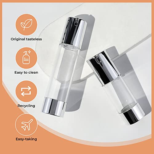 longway Silver Airless Cosmetic Cream Pump Bottle Travel Size Dispenser Refillable Containers（1oz/30ml,pack of 6 - Image 3