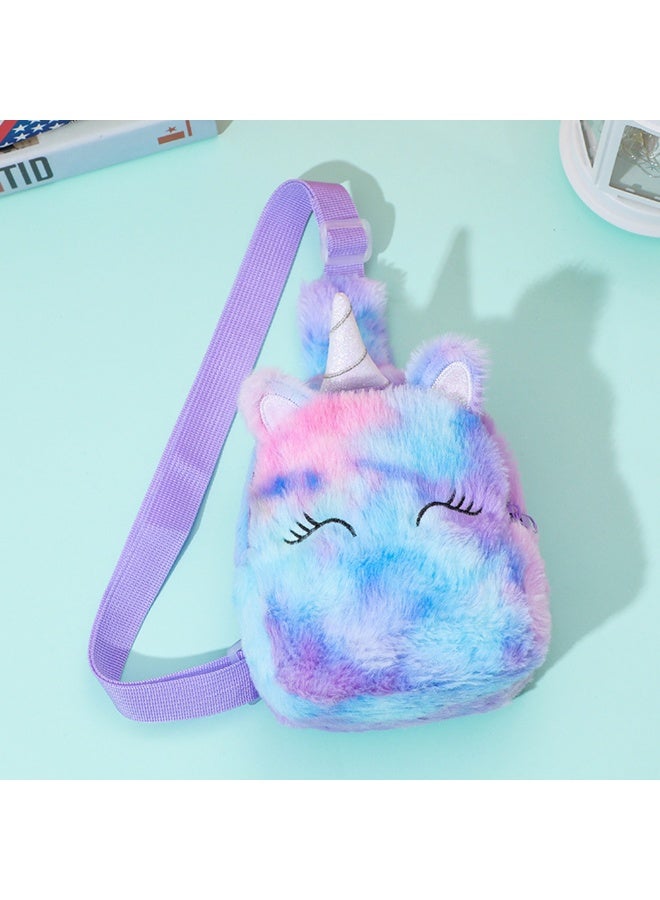 الاطفال Crossbody حقيبة الاطفال حقائب سلينغ، حقيبة سلينغ بلش صغيرة للأطفال حقيبة السفر للأطفال، حقيبة سلينغ يونيكورن للبنات (أرجواني) - Image 2