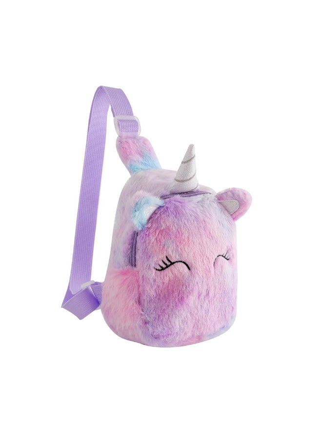 الاطفال Crossbody حقيبة الاطفال حقائب سلينغ، حقيبة سلينغ بلش صغيرة للأطفال حقيبة السفر للأطفال، حقيبة سلينغ يونيكورن للبنات (أرجواني) - Image 3