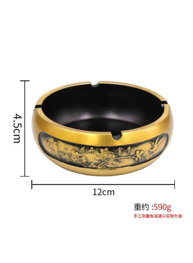 Copper Blossom Rich Ashtray Retro Large Light Luxury High-end Household Living Room Office Anti-fly Ash Ashtray Ornaments