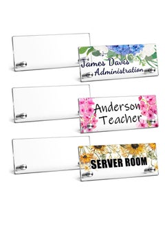 KASTWAVE 6-Pack Clear Acrylic Desk Name Plates with Stands - Customizable Perfect for Office Classroom Home, and Teacher Decor, Elegant Personalized Door or Wall Signage  - Image 1