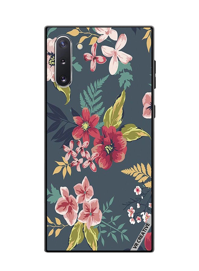 VR CREATIVE Protective Case Cover For Samsung Galaxy Note10 5G Gray Flower Design Multicolour - Image 1