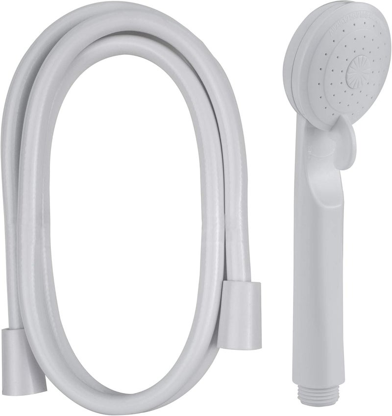 RecPro 4" RV Tub and Shower Diverter Faucet White/Smoke with Handheld Shower Head & Hose - Image 2