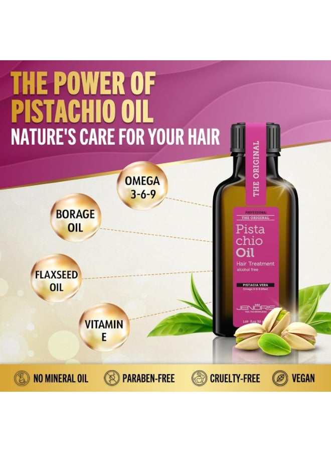Jenoris Pistachio Oil Hair Serum for Frizzy and Damaged Hair, Lightweight Hair Oil for Dry Hair with Omega 3-6-9 Complex, Anti-Frizz Hair Serum for Shine, Hydration & Split-End Treatment, 1.69 fl.oz - Image 4