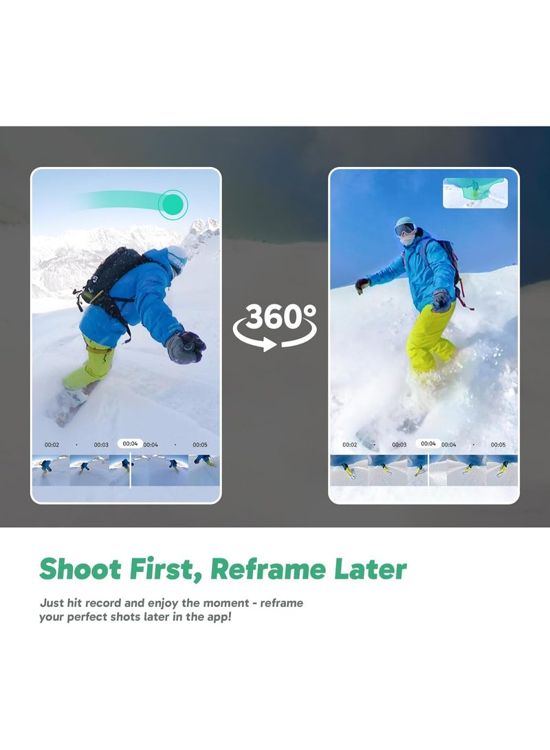 AKASO 360 Weatherproof 360° Action Camera - 5.7K 360 Video with 1/2" 48MP Sensors, 72MP 360 Photo, 360-SuperSmooth, Invisible Selfie Stick, 360° Horizon Lock, AI Tracking Cycling Combo - Image 2