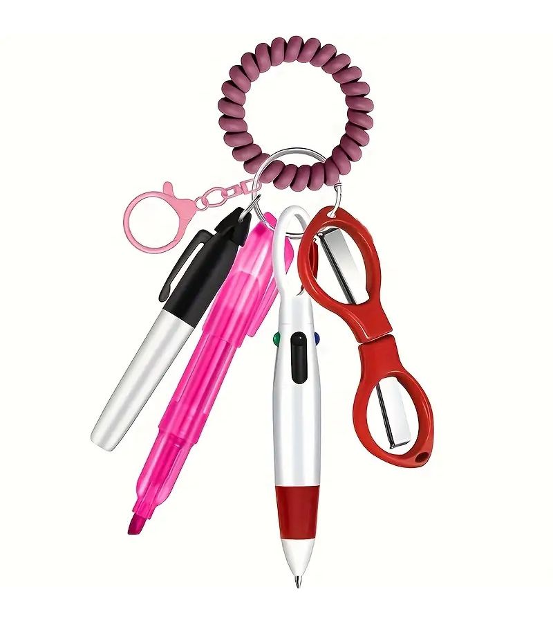 Retractable Nurse Badge Reel Clips 6 Pack with Mini Pens Pink Gift for Nurse Day - Image 2