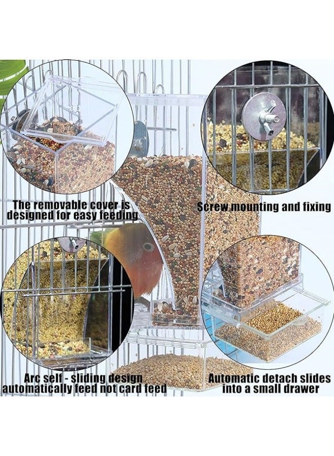general Bird Cage Feeder Automatic Parrot Seed Feeders with Perch Acrylic Transparent Seed Food Container Cage Accessories for Small and Medium Parakeets Lovebirds - Image 4