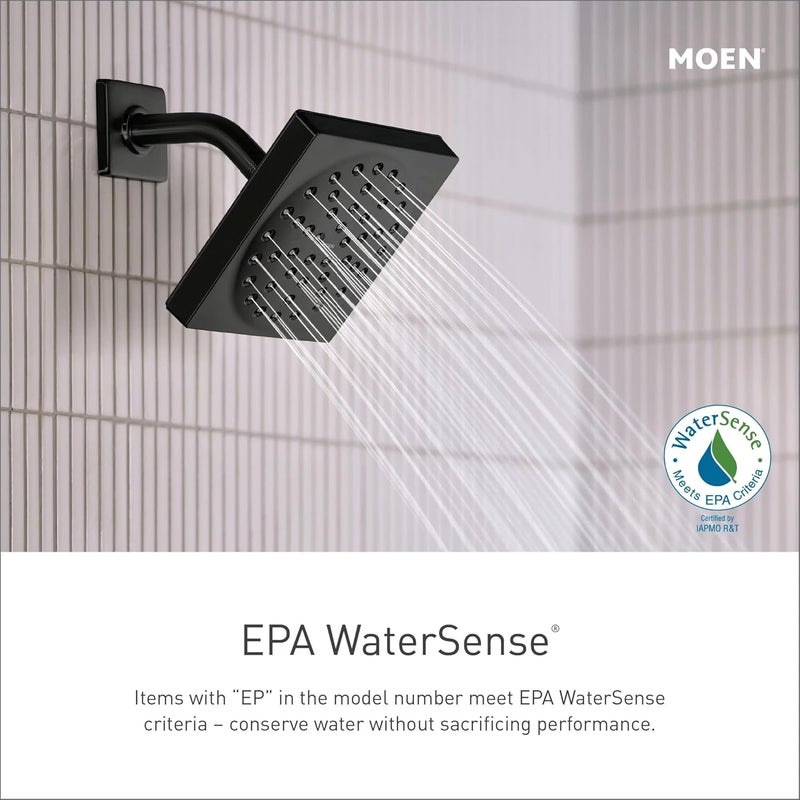 MOEN Genta LX Matte Black Pressure Balancing Modern Shower Set with Showerhead Lever Handle, and Tub Spout, Posi-Temp Valve Required, T2473EPBL - Image 3