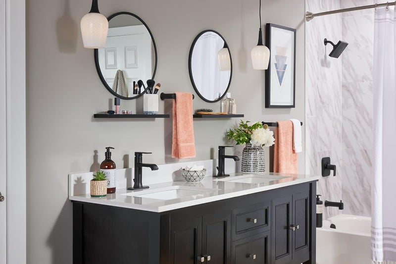 MOEN Genta LX Matte Black Pressure Balancing Modern Shower Set with Showerhead Lever Handle, and Tub Spout, Posi-Temp Valve Required, T2473EPBL - Image 1