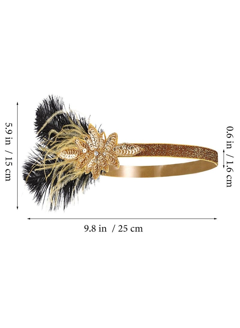 Flapper Headband Roaring 1920s Gatsby Costume Headwear Sequin Wedding Headpiece Accessories  for Women for Art Decor Pageant Themed Party - Image 5
